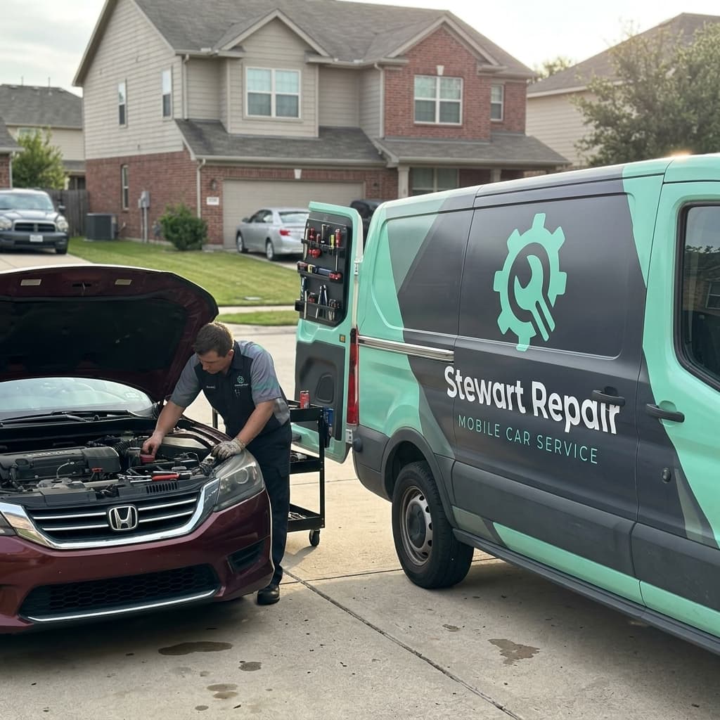 Stewart Mobile Repair service vehicle parked in a driveway