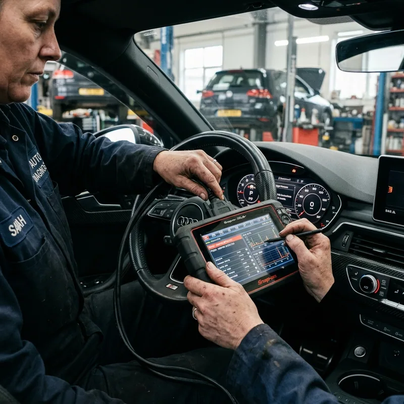 Stewart Mobile Repair scanning a check engine light